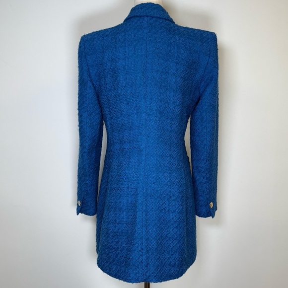Zara Blue and Gold Quilted Blazer with Notched Lapels SIZE M NWT - Picture 5 of 14